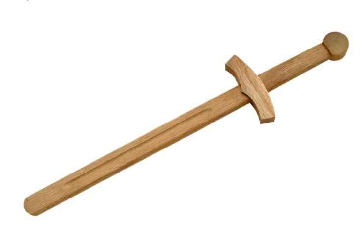 Excalibur sword stage prop — lightweight wood, 17.5" length