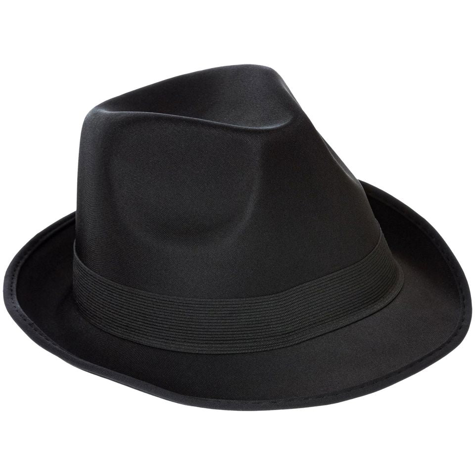 Fedora hat — color assortment showing black, red, blue, brown variants together