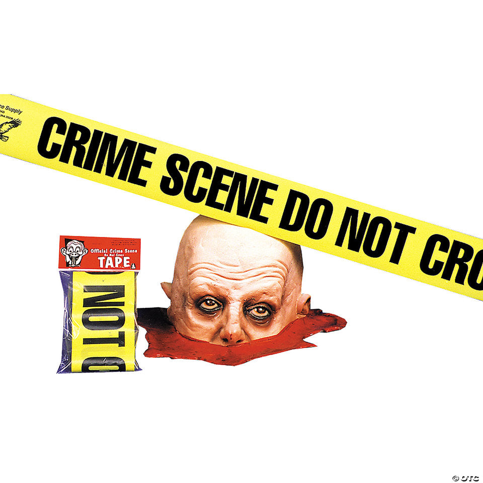 Crime Scene Do Not Cross tape in use as haunted house decoration