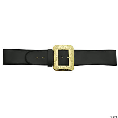 Halco Deluxe Santa belt — black Naugahyde, 3.75" wide, gilt prong buckle, fits 48–70" waist