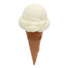Single scoop vanilla ice cream on cone