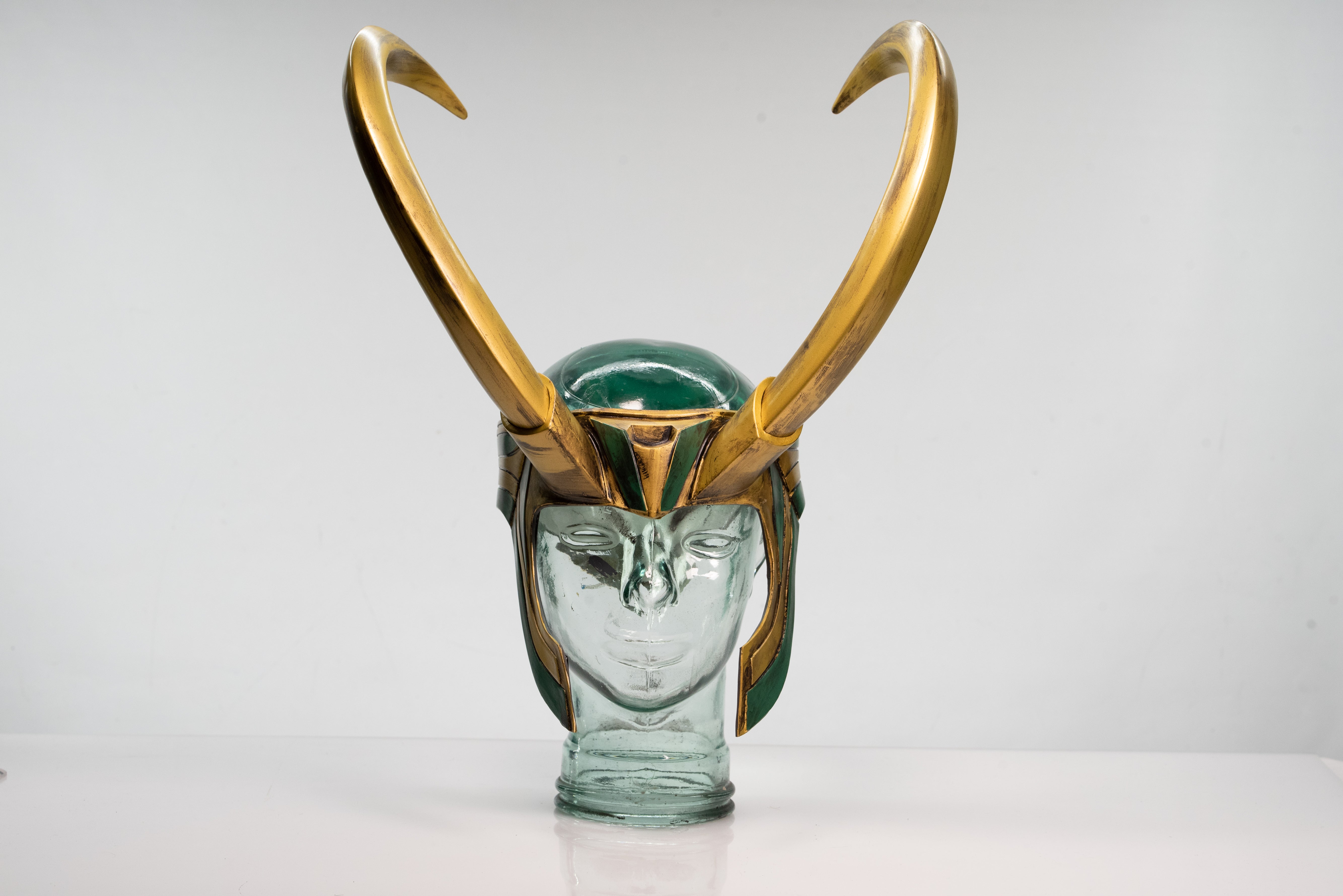Ragnarok Loki Crown wearable prop — hand-painted PVC, tall curved horns, adult size