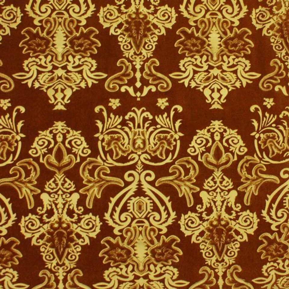 Royalty Velvet fabric — butterscotch variant, embossed tapestry design, 4-way stretch