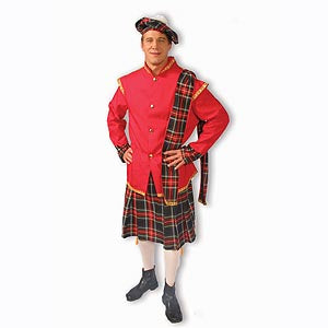 Scottish lad costume — jacket with sash, kilt and tam, small size, machine washable