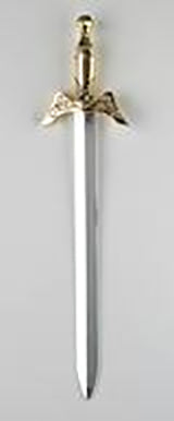 King's sword stage prop — silver plastic blade with decorative handle