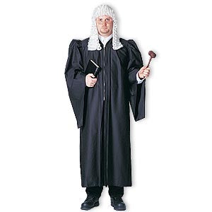 Judge robe — black polyester zip-front robe, one size fits most, 42" chest