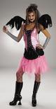 Graveyard Fairy costume — black tattered dress, detachable wings and glovettes, teen/adult