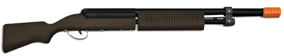 Sportsman Shotgun stage prop — pump-action style, fires soft rubber bullets