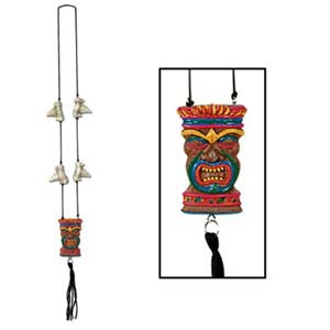 Tiki necklace — shark tooth beads, 48" length