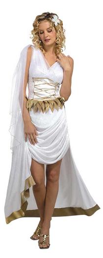 Venus Goddess of Beauty costume — white dress and headpiece, teen to adult size 14