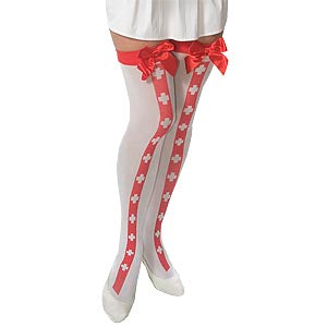 Nurse Cross Print Thigh Highs