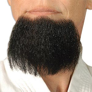 3-point beard hairpiece — trimable synthetic beard requiring facial adhesive