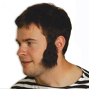 Beatnik sideburns — self-adhesive, 2"W x 4"L, late-1950s style