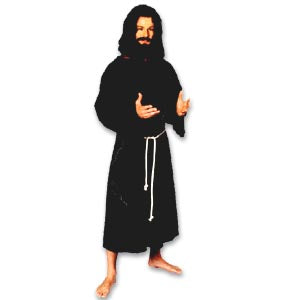 Jesus costume — dark brown cotton gown with white rope belt, one size fits most adults