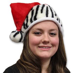 Santa Hat W/Zebra Trim