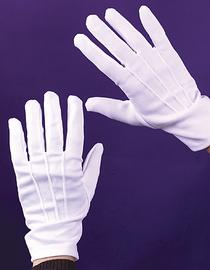 Deluxe white gloves — back view showing snap closure and stitching detail