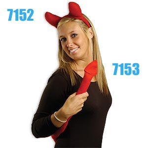 Red felt devil ears on headband — stuffed felt, 3" tall