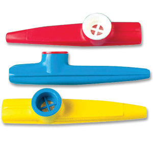 Plastic kazoo — assorted bright colors, 4" regular size