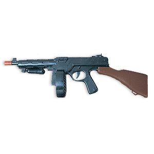 Tommy Gun stage prop — black plastic machine gun, 21"L
