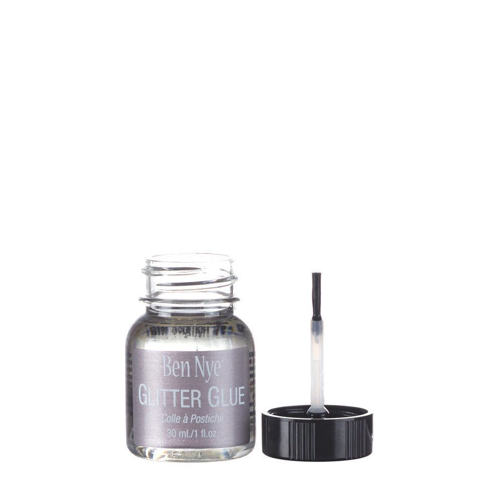 Ben Nye AGB Glitter Glue — 1 fl. oz. clear alcohol-based adhesive, front of bottle