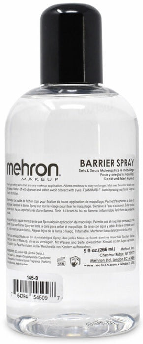 Mehron Barrier Spray 9 oz. — clear spray bottle