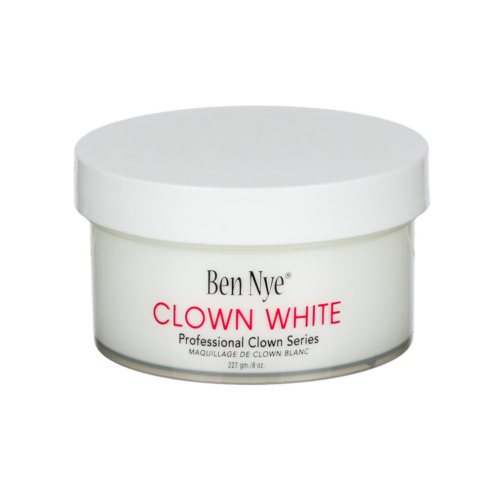 Ben Nye CW-4 Clown White — 8oz large tin open showing generous supply of white creme