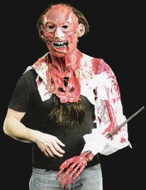 Lesley Skinned mask set — over-the-head mask, bloody shirt, skinned arm appliance by Don Post Studios