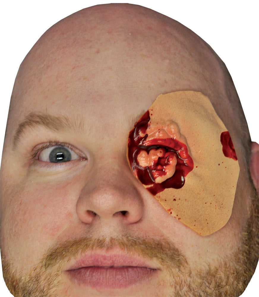Plucked eye latex prosthetic — pre-painted dangling eyeball special effects piece