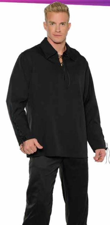 Frontier Hombre Adulto Negro Pirata Disfraz de Halloween Camisa