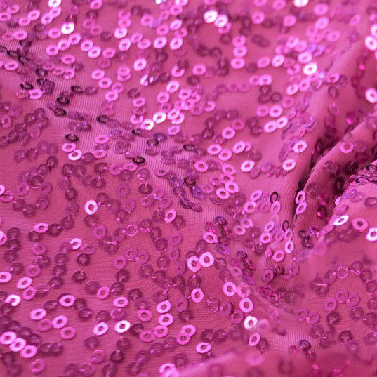 Sequin stretch fabric — fuchsia swatch, 51" wide