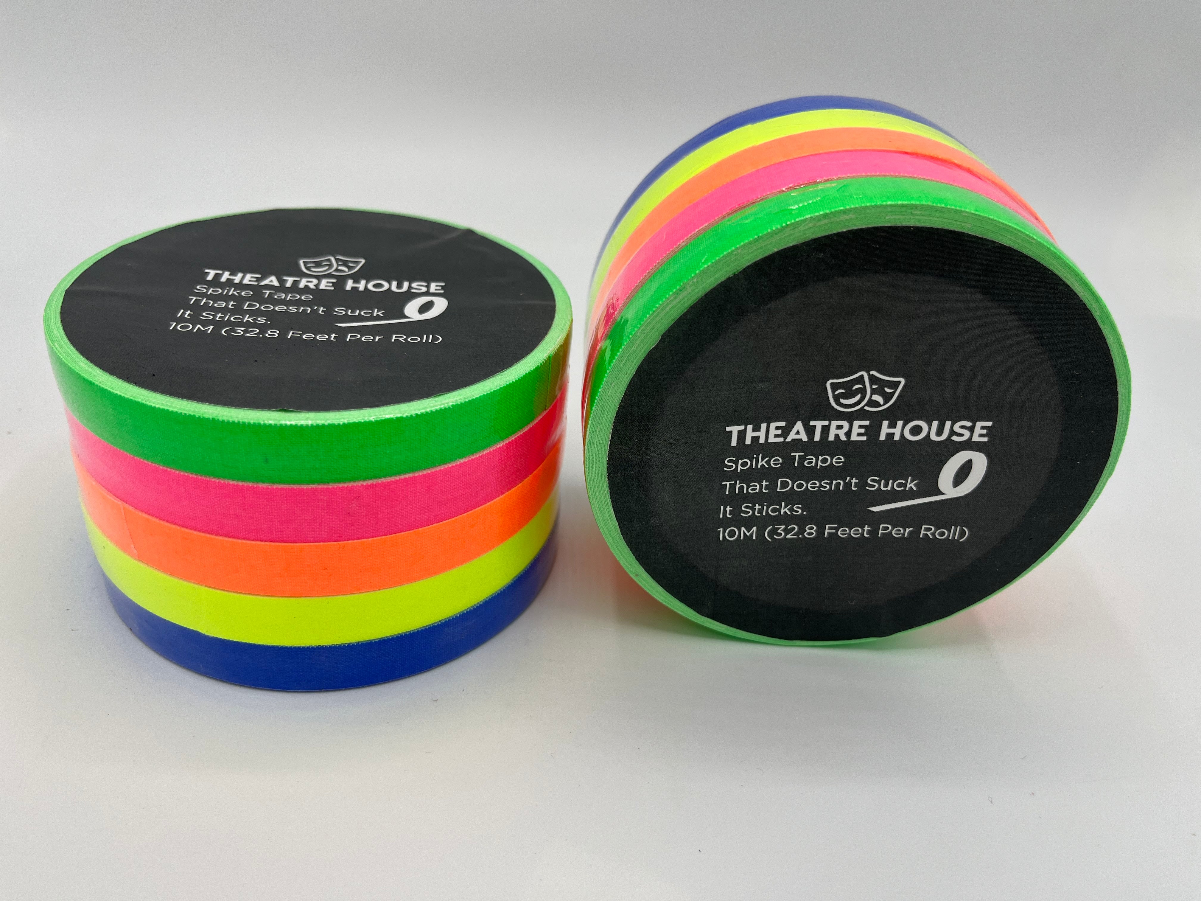 Theatre House multi-color spike tape stack — 5 colors, ½" x 32.8 ft each
