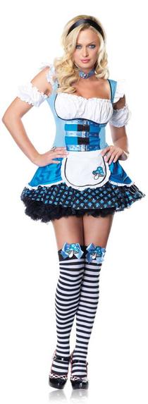 Sexy Magic Mushroom Alice costume — packaged view, sizes XS–XL