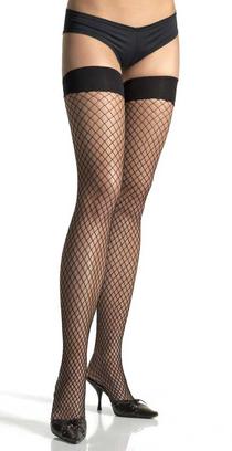 Industrial fishnet thigh-high stockings — Lycra, plus size 1X/2X