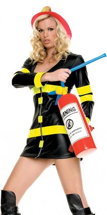 Inflatable fire extinguisher prop — red and black, costume accessory