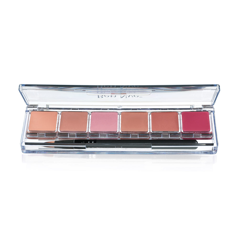 Ben Nye LSP-4 Nude Lip Palette open — swatches of Mocha Rose, Bare Mauve, and 4 more