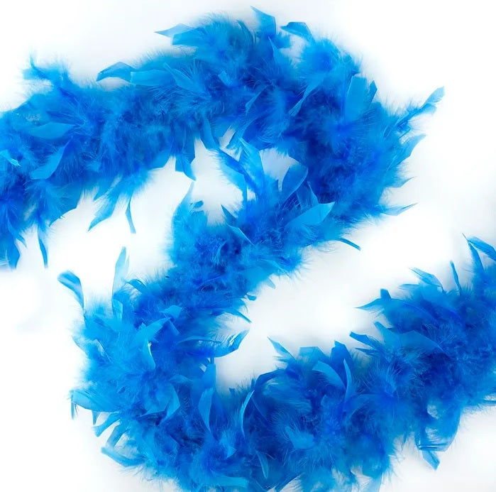 Turquoise chandelle boa — lightweight 40g, 2-yard piece, approx 4" diameter