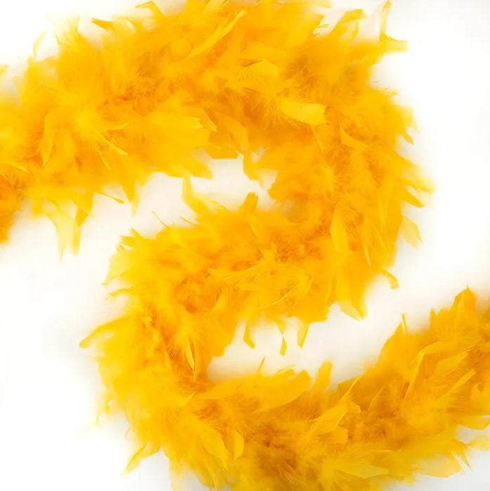 Gold chandelle boa — lightweight 40g, 2-yard piece, approx 4" diameter