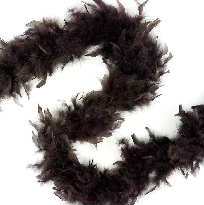 Brown chandelle boa — lightweight 40g, 2-yard piece, approx 4" diameter