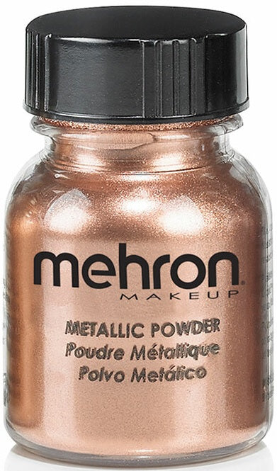 Mehron 129 Copper Metallic Powder — jar with copper swatch