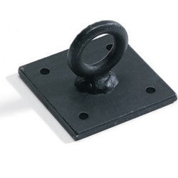 Floor plate stage hardware — 3"×3" steel square with forged eye, 450 lb working load