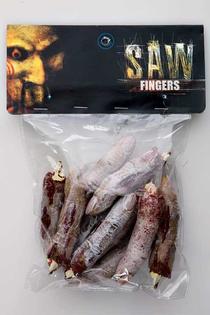 Saw bag of fingers prop — latex severed fingers with bone stumps