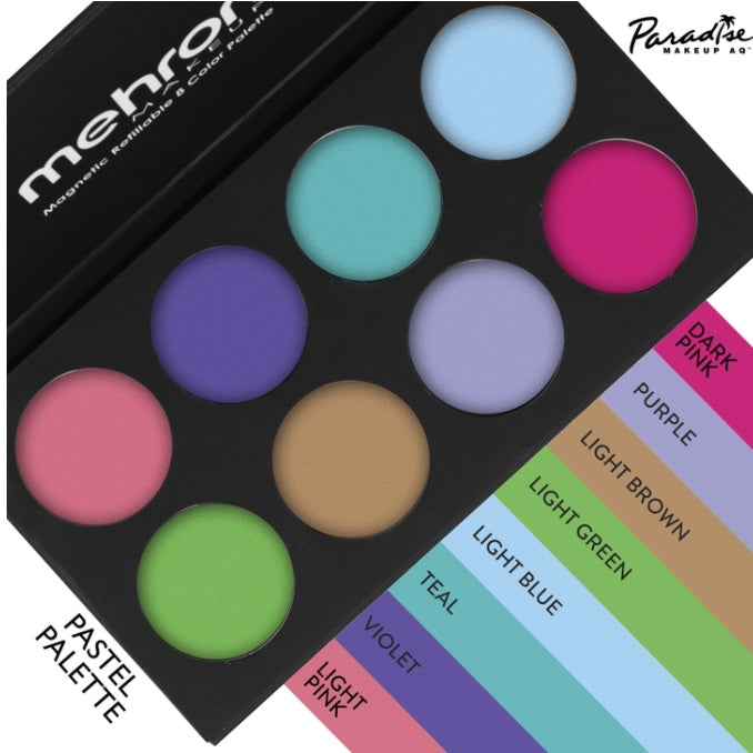 Mehron Paradise Makeup Palette Pastel — 8-color soft pastel water-activated cake makeup