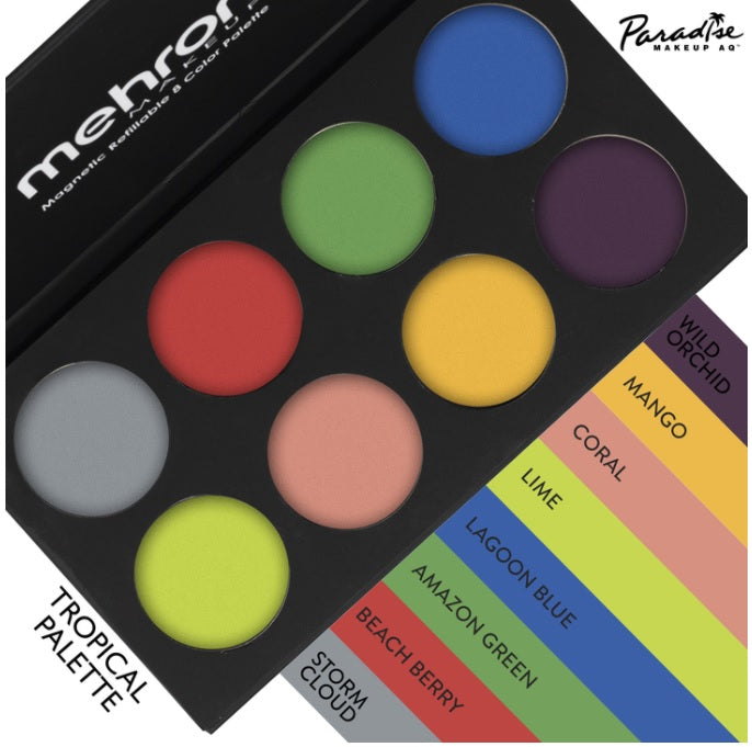 Mehron Paradise Makeup Palette Tropical — 8-color bold tropical water-activated cake makeup