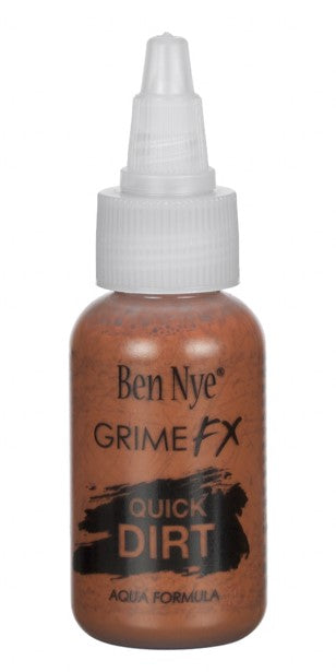 Ben Nye QD-1 Quick Dirt — swatched on skin showing brown dirt effect