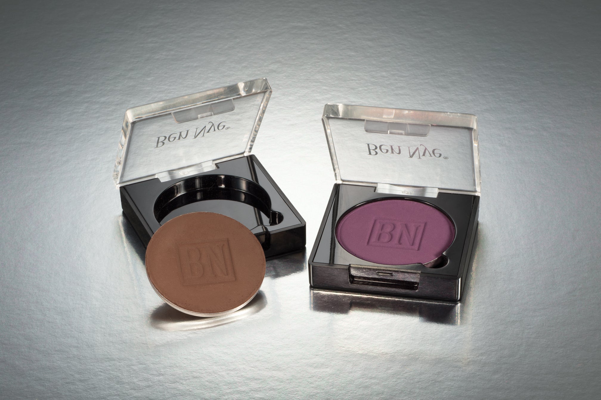 Ben Nye eye shadow refill compact — two pans in compact showing pressed powder
