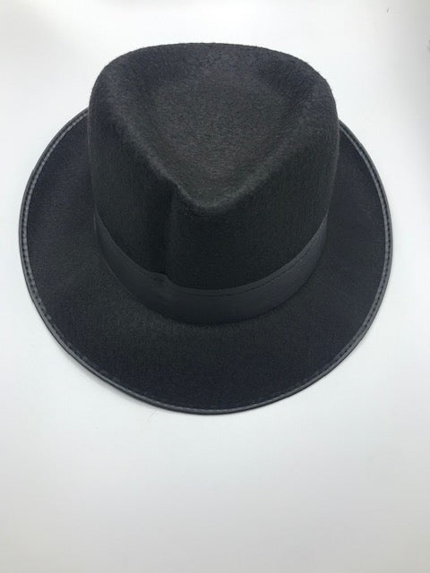 Fedora hat — blue permalux, side angle view