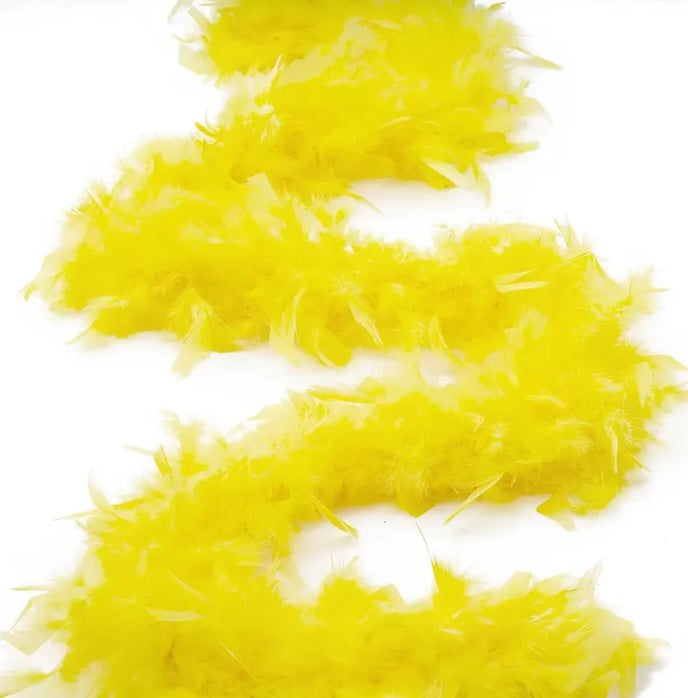 Flo Chandelle Boa — fluorescent yellow, close-up feather detail
