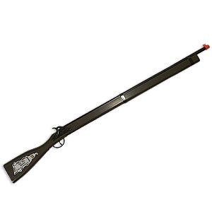 Civil War musket stage prop — solid wood natural finish, 37" long, fires pull-off caps