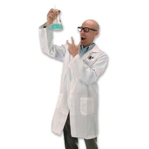 Doctor's lab coat — white, button-front with pockets, one size fits most