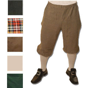 Knickers — poly cotton, elastic waist & knees, brown or tan, sizes small–large